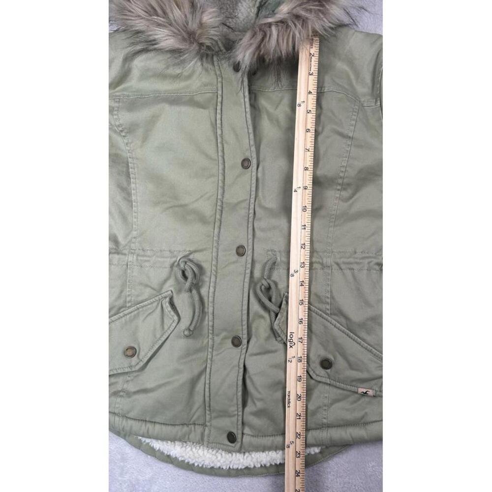 Abercrombie & Fitch Parka Womens XS Green Sherpa Lined Military Coat Y2K Fur - Picture 7 of 9